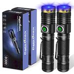 DARKDAWN UV 365nm Flashlight Blacklight USB Rechargeable, Woods Lamp Ultraviolet Black Light LED Powerful Portable Mini Detector for Pet Urine Stains, Uranium Glass, Banknote, Resin Curing, 2 Pack