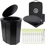 72HRS Collapsible Toilet for Camping, 15.8" Extra Large Camping Toilets Portable Potty, Travel Toilet with Handbag, Lightweight and Sturdy, Camp Toilet (with 12 Bags & 10 Toilet Power)