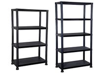 4/5 Tier Black Plastic Shelving Unit Storage Organised Garage/Home/Pantry Racking Shelf Shelves Workbench Workman Bays Racking Tools Paint Stationary Parts (5 Tier) by E-Bargains