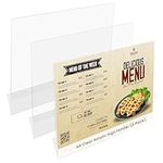 Belle Vous A4 Clear Acrylic Sign Holder (3 Pack) - Slanted Landscape Plastic Display Holders - Table Top Restaurant Menu, Office Desk Cards, Ad Poster, Leaflet, Flyer, Paper Holder & Photo Frame Stand