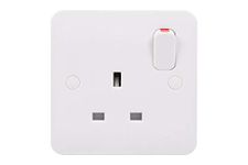 Schneider Electric Lisse White Moulded - Switched Single Power Socket, 13A, Double Pole, GGBL3010DS, White