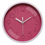 Amazon Brand - Solimo 8 Inch Plastic Wall Clock with Embossed Numbers (White & Pink, Quartz Movement)