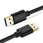 TanQY USB 3.0 A to A Male Cable 1.8M, USB to USB Cable,USB Male to Male Cable Double End USB Cord with Gold-Plated Connector for Hard Drive Enclosures, DVD Player, Laptop Cooler (1.8M)