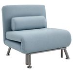HOMCOM Linen Chair Bed, 3-in-1 Convertible Sleeper Chair with Adjustable Backrest, Pillow, for Living Room, Bedroom, Sky Blue
