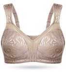 WingsLove Women's Full Coverage Non Padded Wire-Free Minimizer Bra Comfort Plus Size Everyday Bras, Toffee, 38DD