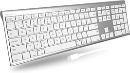 Macally USB C Keyboard - Wired Keyboard for Mac - Ultra Slim Full Size Compatible Apple Keyboard Wired with 20 Shortcuts and 110 Scissor Keys - USBC Keyboard for MacBook Pro/Air, Mac Mini, iMac, iPad