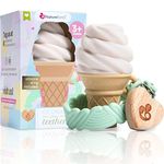 NatureBond Teething Toys Baby Gift - BPA Free Ice Cream Baby Teethers for Babies 0-12 months, Baby Shower Gifts, Gift Box with Silicone Pacifier Sling (Vanilla White)