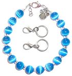 Pet Collar Adjustable Beaded Bling Jewelry Necklace, Pet Lover, Paw Print Charm, Small, Medium Dogs, Cats, Kittens, Puppies, Small Animal Accessories (9 - 11 1/2 Inches, Blue)