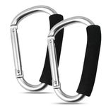 2 Pack Large Buggy Clips Locking Carabiner Clips Heavy Duty Aluminum Carabiner Super Durable Lock Carabiner Hook for Camping Hammocks Dog Leash Yoga Swing(Silver)