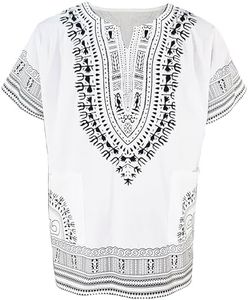 Dupsie's White and Black African Dashiki Shirt - 6XL