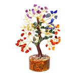 SUBSH Chakra Tree - Crystal Tree - Crystals and Gemstones - Healing Crystal Tree - Crystal Tree of Life - Money Tree - Home Office Decor - Spiritual Gift - Good Luck Tree, Yellow,red