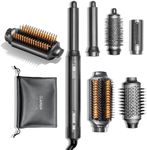GLAMUP Upgraded 6 in 1 Hot Air Styler-Heat Straightenner Brush, Auto Wrap Curler FushionStyler Pro, High-Speed Motor Hair Dryer, Wet-to-Dry, Versatile,Negative Ionic, Multi Styler Gift Set