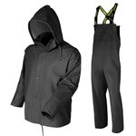 Navis Marine Rain Suits for Men Heavy Duty Workwear Waterproof Jacket with Pants 3 Pcs (Medium, Black)