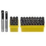 HARFINGTON 36pcs Metal Stamping Kit 5/16" (8mm) (A-Z, 0-8, &" Symbol) Steel Letter Punch Press Tool with Hole Punch to Stamp on Metal, Plastic, Wood, Leather, Black