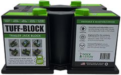TUFF-Block by Dock N Stow Trailer Jack Blocks for RV Camper, 5th Wheel, Boat | Works w/Any Tongue Jack, Post, Scissor Stabilizer or Foot (Round or Square) | Stand Supports 10,000 lbs | Green Stops