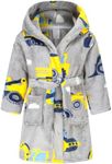 Fraprasty Boys Robe Kids Fleece Robe Hooded Soft Warm Bathrobes Pajamas Sleepwear for Children Toddler Girls Gray Engineering Vehicle 4-5 T