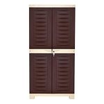 Supreme Fusion Multi Purpose Plastic Cupboard for Home (Medium Size, Globus Brown & Dark Beige)