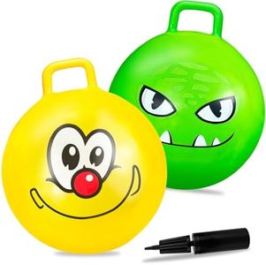 Hymaz 2 Pcs Bouncy Balls with Handles for Kids,18 inch Hopper Ball for Kids 2-4, Hippity hop Balls for Kids 3-6 7-9 Boy Girls, Jumping Ball for Kids Indoor Outdoor Games