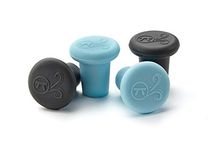 Outset Silicone Wine Bottle Stoppers, Set of 4 Black and Blue Reusable Wine Corks