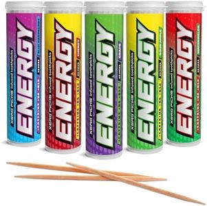 Xero Picks Energy Caffeine Flavored Toothpicks B12 for Focus & B6, 60 Picks (Pack of 5) (Variety Pack) Sugar-Free Alternative to Energy Mints & Gum - Kosher