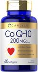 CoQ10 200mg Softgels | 60 Count | with Black Pepper | Enhanced Absorption | Non-GMO, Gluten Free | by Carlyle