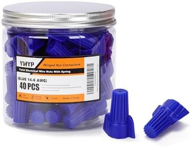 YMYP 40PCS Winged Wire Nut Connector - AWG 14-6 Blue - Insulated Insert Twist Electrical Wire Terminal with Spring, Portable Wire Caps for Quick Connection