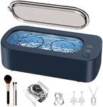 OSLTWI Ultrasonic Jewelry Cleaner Machine: 48kHz 5Min Shine,7Min DeepClean | 350ML Ultra Sonic Cleaner for Jewelry,Ring,Eyeglass,Watch Band,Retainer,2 Clean Modes & SUS304 Tank -Gift for Her(Dark Blue)