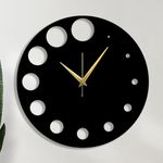 Trademubarak Wall Clock Round Shape Metal Analog Hanging Watch 15.5 Inch Big Size for Living Room, Bedroom, Home Decor and Office Antique, Modern, Unique and Oversized Diwali Gift Item - Black M13