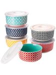 DOWAN Ramekins with Lids, 8 OZ Porcelain Ramekin Dishes for Creme Brulee Soufflé, Egg Mould, Muffin Cases, Mini Dip Bowl, Baking Bowl for Oven & Air Fryer, Vibrant Joy-Pack of 6