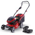 Sharpex Cordless Lawn Mower Battery Operated 16 inch | 2 * 40V Battery Lawn Mowers with 600W Brushless Motor | 5 Adjustable Height with 45L Grass Catcher Box (Battery & Charger Included, Red)