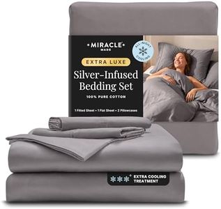 Miracle Made Extra Luxe Cool IT Cooling Cotton Sheets – Twin XL, Stone | 300-Thread Count Cotton Sheets | Enhanced Cooling, Soft Touch |Lightweight Bedding | 4-Piece Set