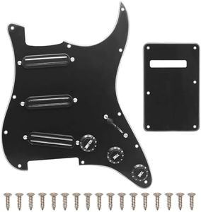 SAPHUE 3x Mini Humbucker Electric Guitar Pickguard 9K/9K/9K Loaded Prewired Scratchplate for ST Style Guitar (Black)