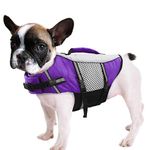 Dog Life Jacket Swimming Vest Lightweight High Reflective Pet Lifesaver with Lift Handle, Leash Ring Purple,L