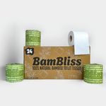 BamBliss Premium Bamboo Toilet Paper | 24 Pack Wrapped 3-Ply Toilet Roll | Eco-Friendly Toilet Paper | Plastic Free, Soft, Sustainable & Biodegradable Loo Roll (24 Count (Pack of 1), 24, Rolls)