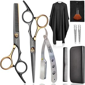 Hair Scissors Barber Shears Set, Fcysy Professional Hair Cutting Scissors Kit, Haircut Scissors Thinning Shears for Haircutting, Hairdresser Trimming Scissors Tools Hair Supplies for Men Women Pet