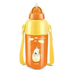 Milton Kool Trendy 500 Kids Plastic Insulated Water Bottle with Straw, 370 ml, Sipper Bottle, Leak Proof, BPA Free, Food Grade, School & Picnic Bottle, Orange