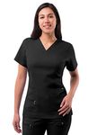 Adar Pro Scrubs for Women - Elevated V-Neck Scrub Top - P4212 - Black - M