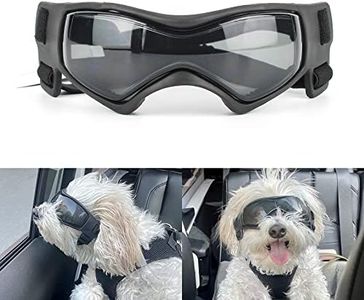 PETLESO Dog Goggles for Small Breed Anti-UV Windproof Eye Protection Pet Sunglasses with Adjustable Straps for Driving/Outdoor Activities-Black