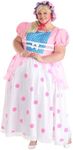 Plus Size Adult Bo Beep Costume Womens, Pink Polka Dot Print Poplin Skirt Shepherd Outfit 1X