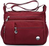 KARRESLY Women's Shoulder Bags Travel Handbag Messenger Cross Body Nylon Bags with Lots of Pockets, Wine, Small