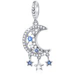 Stars and Crescent Moon Charms Dreamcatcher Dangle, fit Pandora First Mothers Day Bracelet, 925 Sterling Silver Sparkling CZ Dream Catcher Pendant Beads, Gifts for Couple/Friends