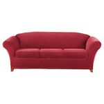 SureFit Stretch Pique 3 Seat Individual Cushion Sofa Cover (Garnet)