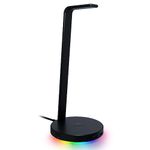 Razer Base Station V2 Chroma Headphone Headset Stand Holder: Chroma RGB Lighting - Taller Stand & Anti-slip Ledge - USB Charging Ports - Anti-Slip Rubber Base - 3.5mm Port + Built-in DAC - Black