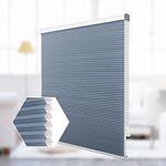 Honeycomb Window Blinds, Chain Light Filtering Dark Blue Cellular Shades, UV Protection Pleated Blinds for Windows, French Doors, Sliding Doors, Kitchen