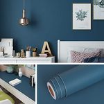 Livelynine 40CMX10M Blue Wallpaper Peel and Stick Removable Wall Paper Roll for Bedroom Kids Living Room Walls Bathroom Counter Cabinet Waterproof Colored Contact Paper Decorative Covering