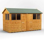 POWER High Grade Premium Apex Garden Wooden Shed with Security Features, Door & Window Flexibility, made from Extra Thick Timber & Toughened Glass - (12 x 6)