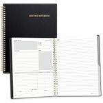 SUNEE Half Meeting Half Note - 8.5"x11" Professional Notebooks for Work - 160 Pages, A4 Size Project Planner, Spiral Meeting Agenda/Minutes Organizer for Women Men, Note Taking, Office & Business