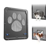 NAMSAN Cat Door for Screen Door, Flap Opening 8 x 10 inches, Cat Door for Window Screen, Magnetic Self-Closing Small Doggy Door for Sliding Door, Lockable, Black