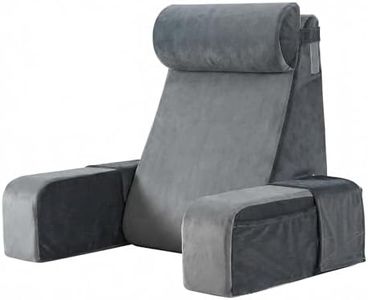 Reading Pillow for Bed Rest, Back Support Pillow for Bed Sitting up, Reclining Backrest Pad Ideal for Gaming, Relaxation, Watching TV on Sofa or Floor Wedge-Shaped Pillow with Armrests