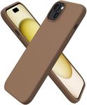 ORNARTO Compatible with iPhone 15 Plus Case 6.7", Slim Liquid Silicone 3 Layers Full Covered Soft Gel Rubber Cover Protective Phone Case with Anti-Scratch Microfiber Lining-Brown